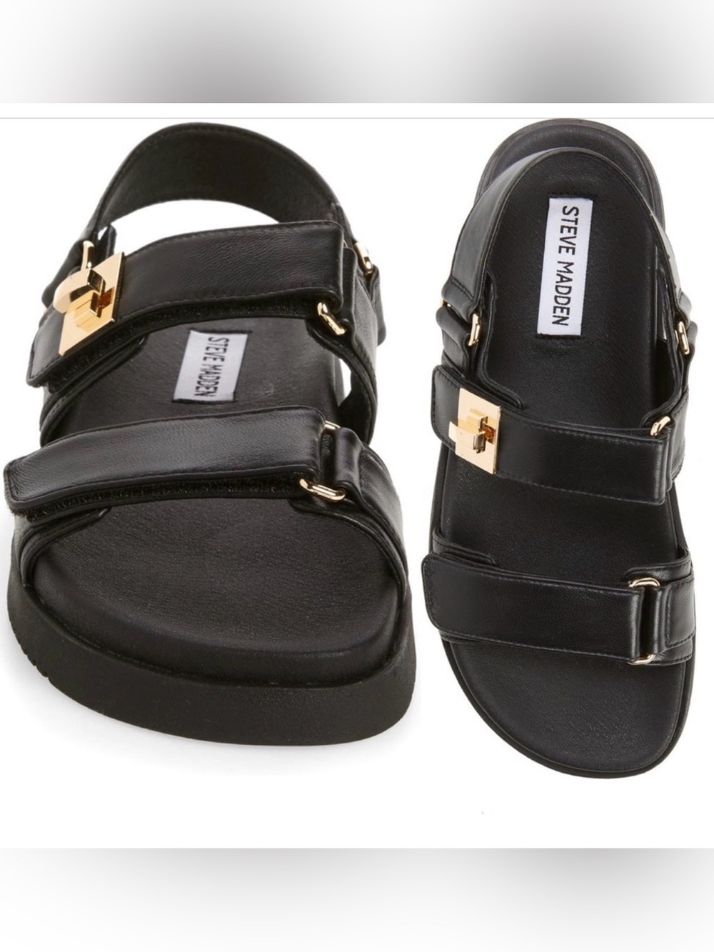 Steve Madden Mona black leather sandals